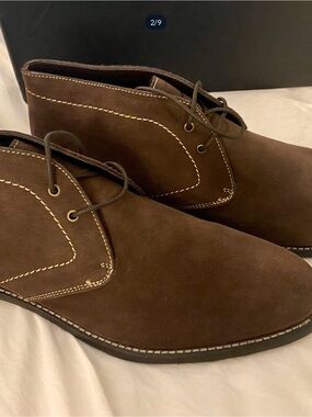 French Connection Brown Suede Chukka Boots with Contrast Stitching